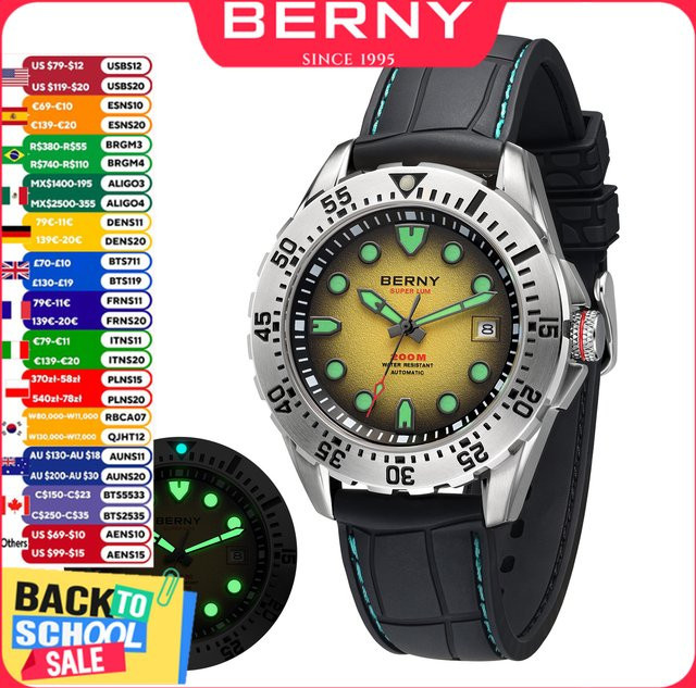 BERNY Taucheruhr, Automatik, Edelstahl, Saphirglas, Herren - Bild 1