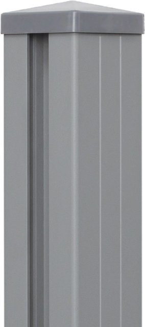 GroJa Torpfosten Lumino aus Aluminium mit Kappe zum Einbetonieren, Silbergrau, B/T/H: 9 x 9 x 240 cm - Bild 1