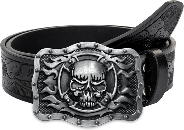 Mttzo Gürtel, Totenkopf-Flamme, Legierung, Unisex - Bild 1