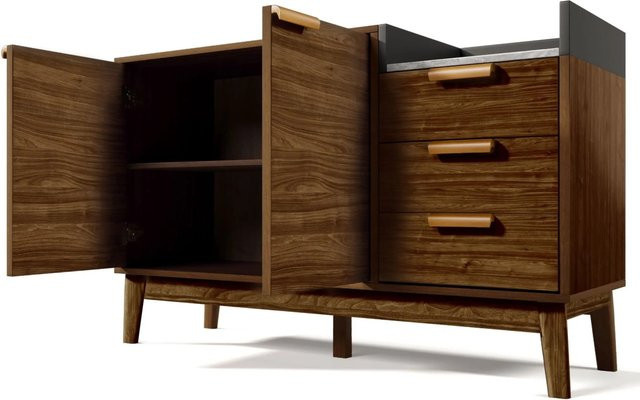 okwish Kommode mit 3 Schubladen und Doppeltürschrank für dein Wohnzimmer, Farbe: Braun, B/T/H: 120 x 40 x 77 cm - Bild 1