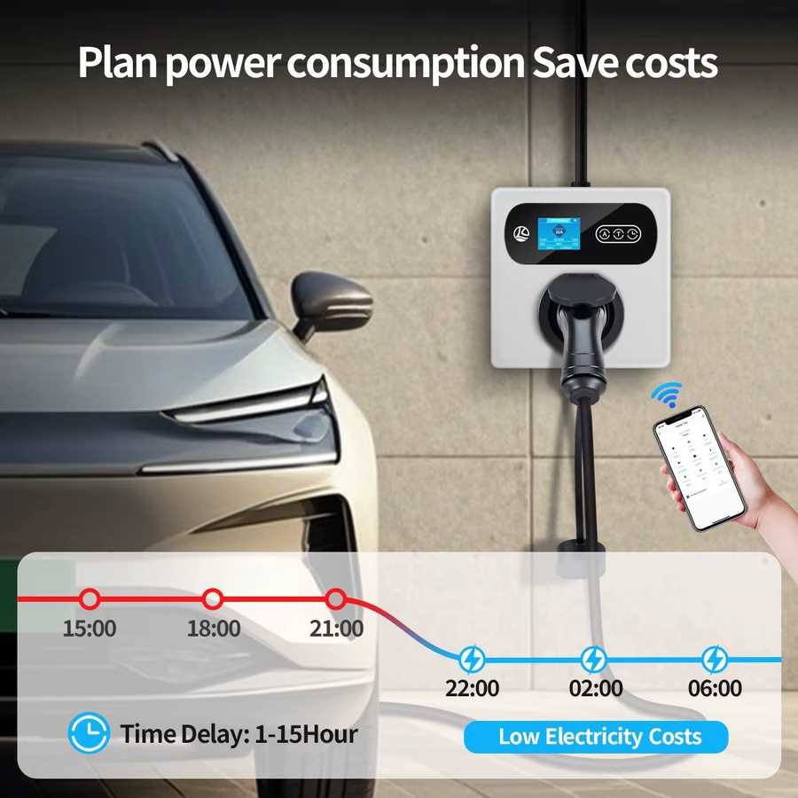 Kolanky EV-Ladegerät Wallbox 11KW mit CEE auf Typ 2 Steckdose, White, Tuya App Steuerung und Zeitverzögerung 1-15 Stunden - Bild 4
