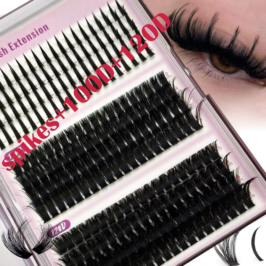 AMSDCN Wimpernverlängerungsset D Curl Spikes, 12 Reihen, Schwarz, Unisex - Bild 3