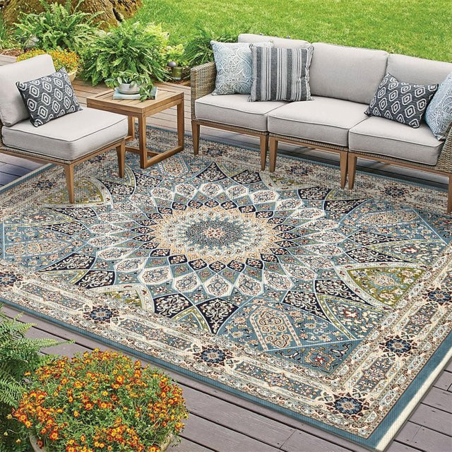 Retro Perser Teppich im orientalischen Design für Wohnzimmer, Schlafzimmer oder Balkon, Mehrfarbig - Bild 1