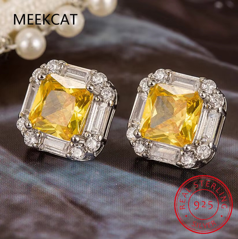 MEEKCAT Ohrstecker 925 Silber, Diamant, 18 Karat vergoldet, Damen - Bild 2
