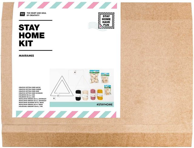 Rico Design DIY Set Makramee Wanddeko aus Baumwolle und Holz in Natur, Flieder, Senf, Schwarz und Anthrazit - Bild 1