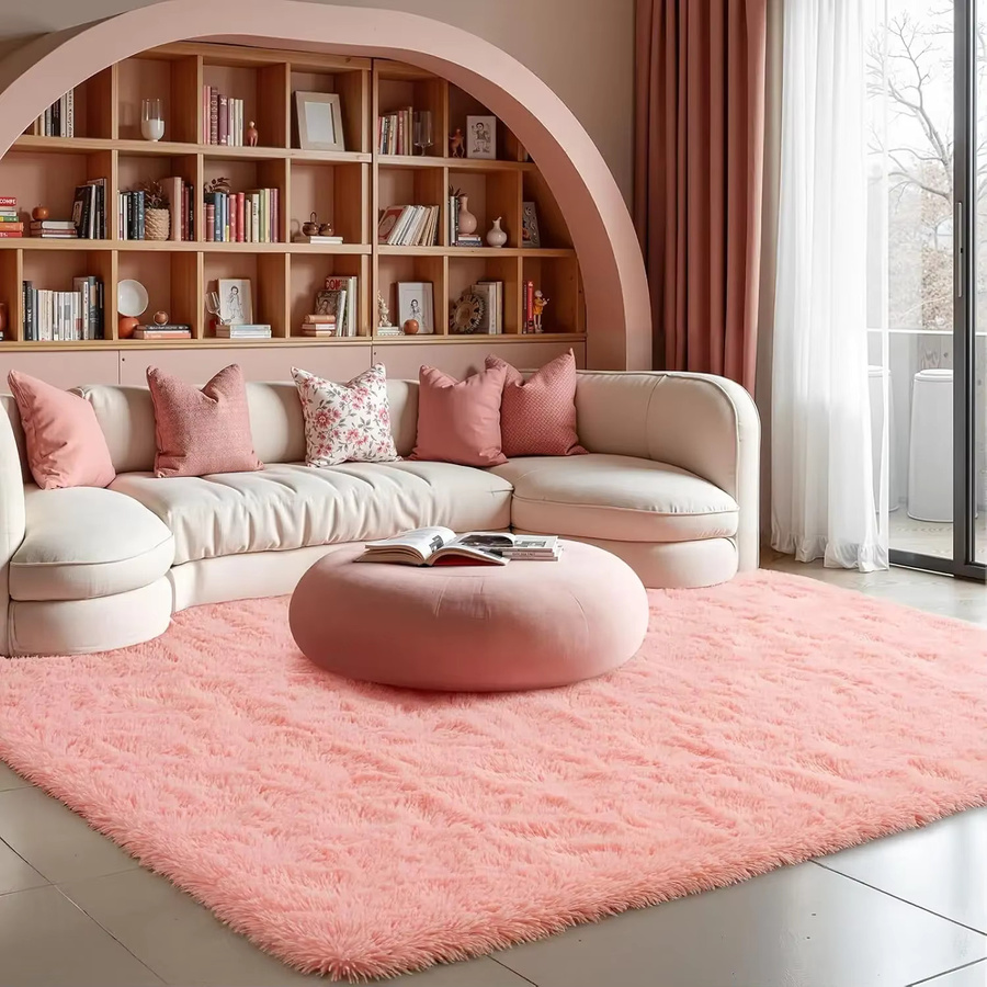 VIKAMA Schlafzimmerteppich Rosa, weich und flauschig, rechteckige Bodenmatte für Wohnzimmer und Kinderzimmer - Bild 2