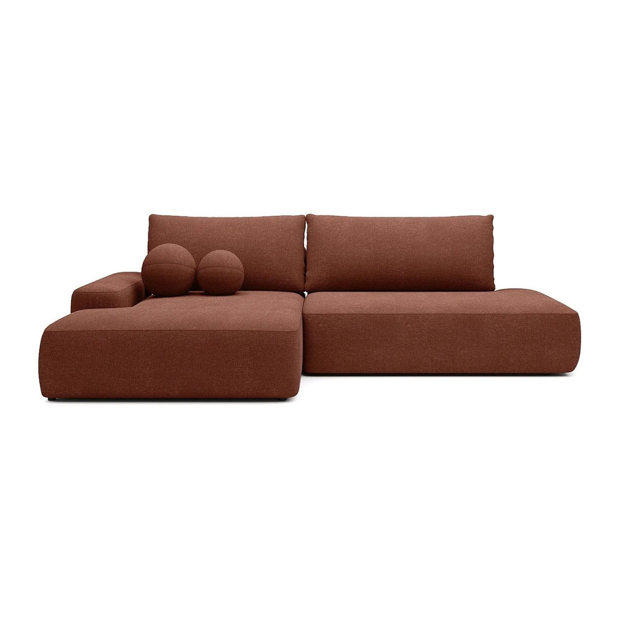 Vente-unique Schlafsofa Daviso in Terracotta, L-Form mit Schlaffunktion und Auszugsschublade, Breite: 276 cm - Bild 2