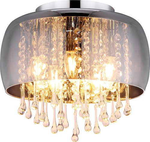 GLOBO LIGHTING Kalla LED-Deckenleuchte in Chrom mit Glas, rund, Durchmesser: 35 cm, Höhe: 125 cm - Bild 1