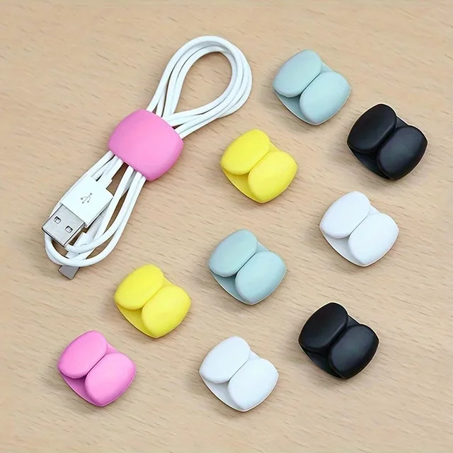 10 Stück Multifunktions-Kabel-Organizer-Clips aus Kunststoff in Weiß und Multicolour zum Organisieren von Ladekabeln und Kopfhörerkabeln - Bild 1