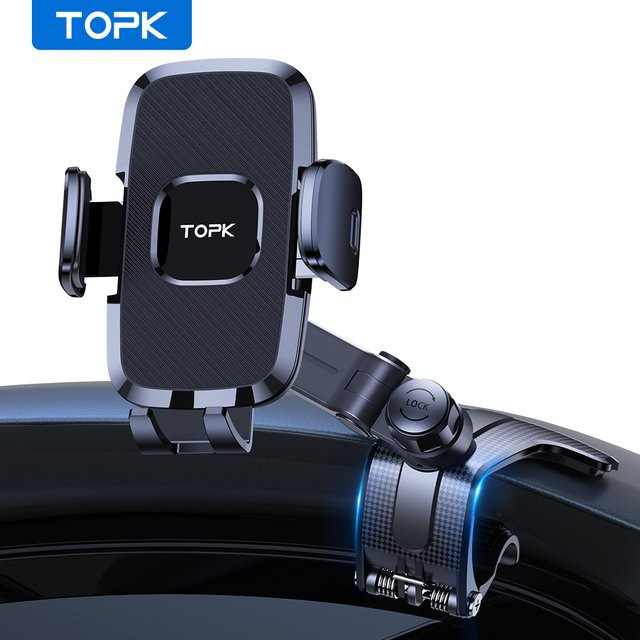 TOPK Autotelefonhalter Armaturenbretthalterung Easy Clip Universal Telefonständer in Schwarz für iPhone, Samsung und Xiaomi - Bild 1