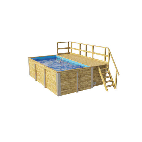 WEKA Massivholzpool 595 rechteckiger Aufstellpool mit Technikraum und Sonnendeck in Blau, B/T/H: 315 x 203 x 116 cm - Bild 2