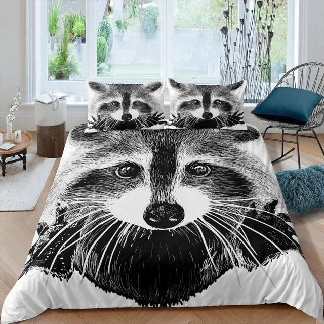 Bettwäsche-Set Your Warm Home mit Waschbär- und Eulen-Motiv, Weiß, Polyester, B/H: 135 x 200 cm, inklusive 2 Stück - Bild 1