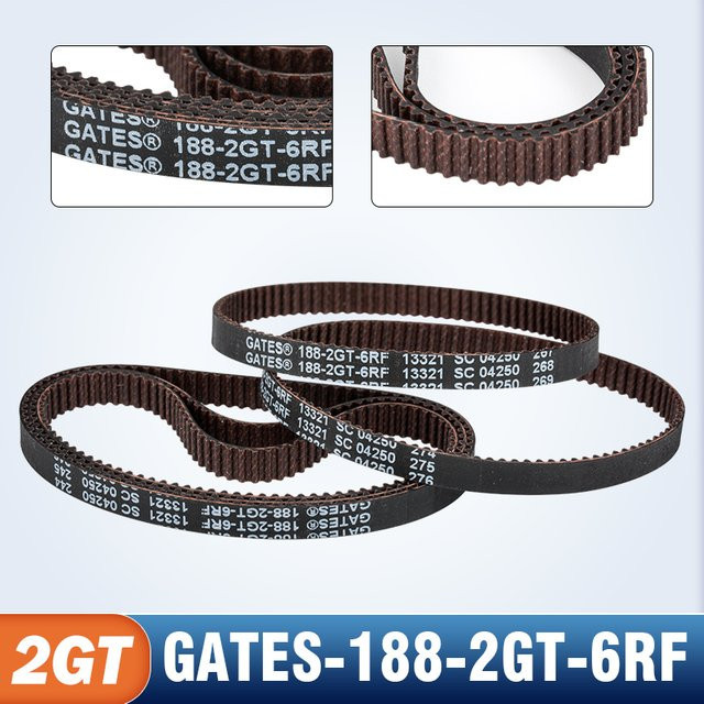 4er-Set Voron Gates-188-2GT-6RF Closed Loop Synchron-Riemen GT2 für 3D-Drucker, Breite: 6 mm, Länge: 188 mm - Bild 1