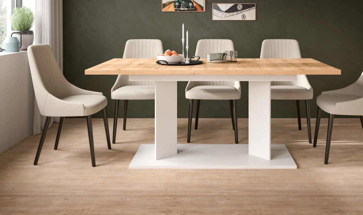 Esstisch Anton von Inn.Furn, ausziehbar, Eiche und Weiß, Rechteckig - Bild 4