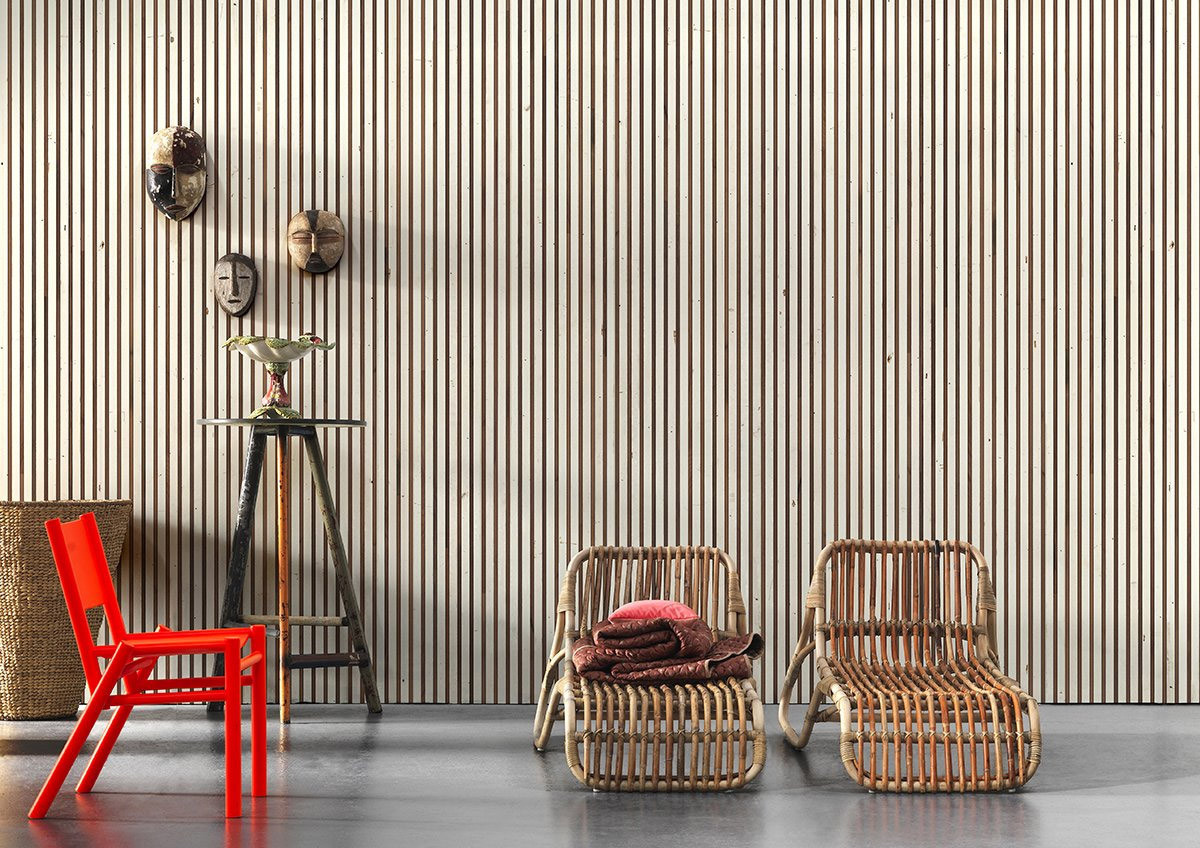NLXL Tapete Timber Strips TIM-03 Scrapwood in Teak Optik, Vlies, Braun - Bild 1