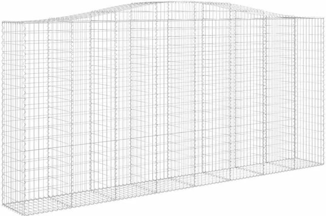 vidaXL Gabione mit Hochbogen aus verzinktem Eisen in Silber, B/T/H: 400 x 50 x 180/200 cm - Bild 1