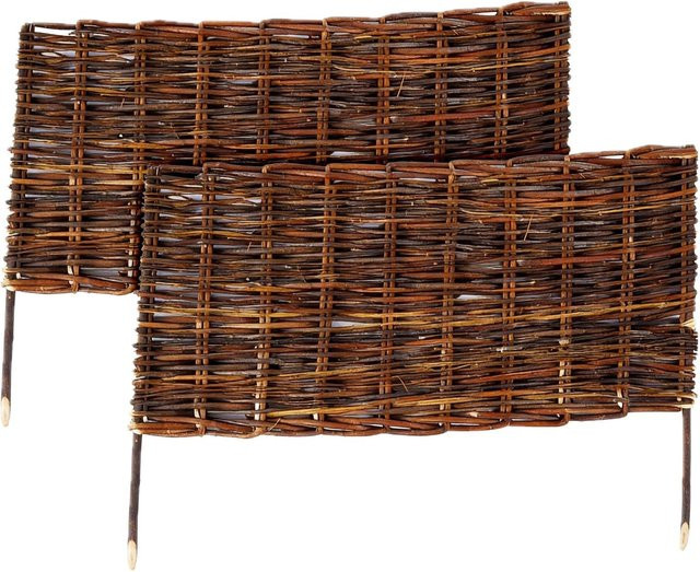 Relaxdays Beeteinfassung aus Weide in Braun, 2er Set, Steckbar für Garten und Blumenbeete, B: 60 cm, H: 30 cm - Bild 1