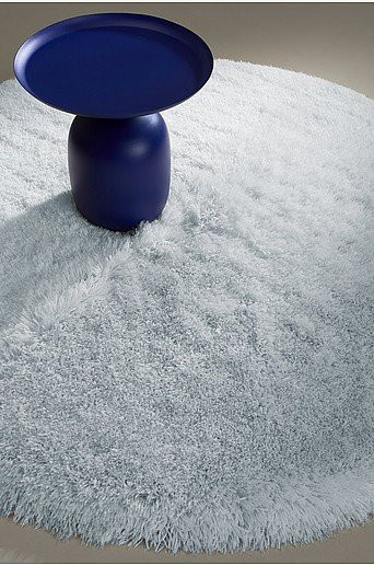 Jotex MELLO Florteppich rund aus Polyester in Blau und Grau mit Kunstfell-Optik und schallabsorbierender Wirkung - Bild 1