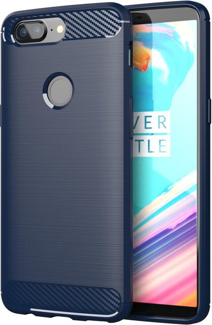 Stoßfeste Silikonhülle im Kohlefaser-Design für OnePlus 5 und OnePlus 5T in verschiedenen Farben - Bild 1