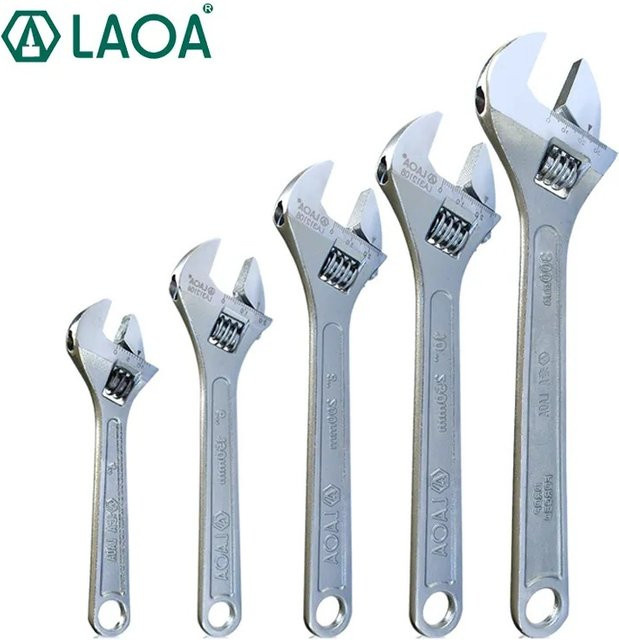 LAOA Verstellbarer Schraubenschlüssel aus Stahl in Silber als schwerer Affenschlüssel für industrielle Anwendungen und KFZ-Werkstatt - Bild 1