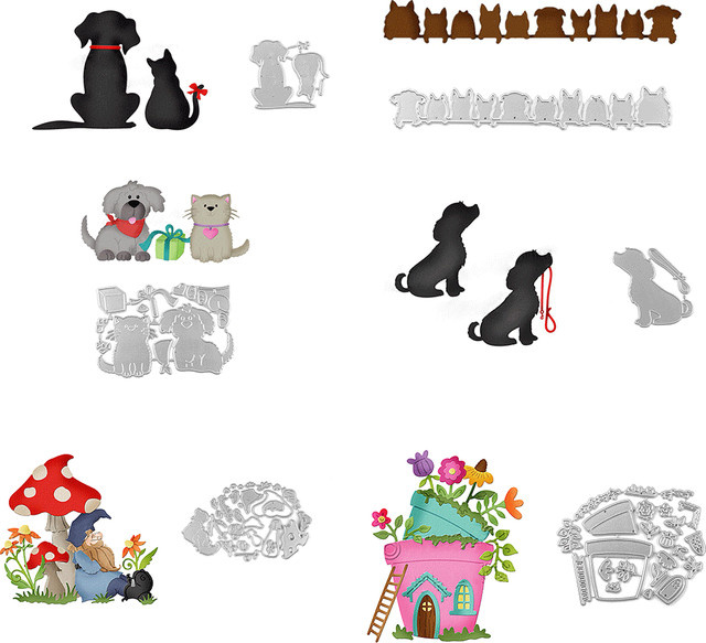 Metall-Stanzer für DIY Scrapbooking und Bastelarbeiten mit Motiv Hund und Katze in Silber - Bild 1