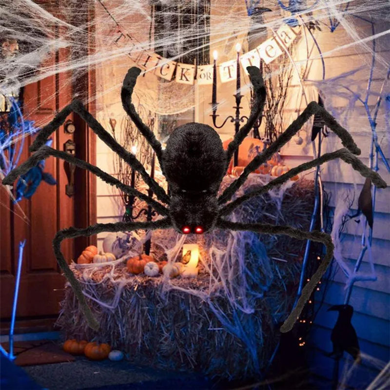TOMTOP JMS Riesige Halloween Spinne Dekoration in Schwarz, 200 cm verstellbare hängende Simulations-Spinne - Bild 5