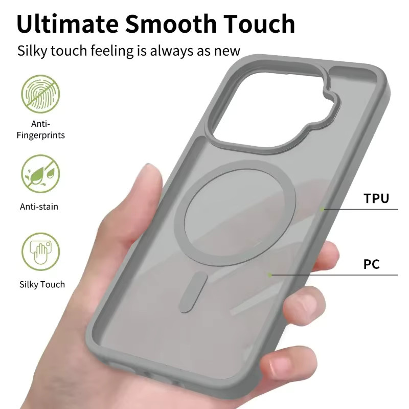 Magnetische Schutzhülle für Xiaomi 17T und 15T Pro, matte und durchscheinende PC+TPU Hülle mit MagSafe Wireless Charging Unterstützung, Farbe: Transparent/Grau - Bild 3