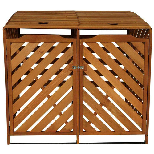 MVG Mülltonnenverkleidung MVG-J44 XL für 2er oder 4er Tonnen aus Tannenholz in Braun, B/H/T: 133 x 121 x 98 cm - Bild 2