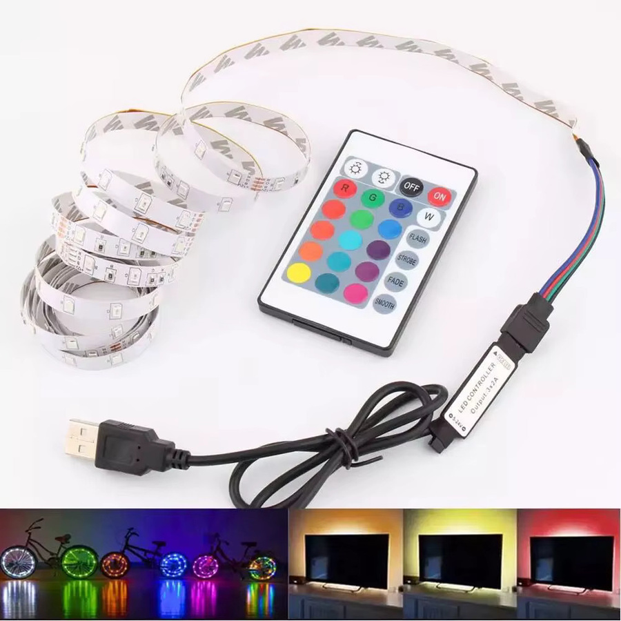 KISUFU RGBW LED-Streifen mit USB-Stromversorgung für TV und Desktop, Multicolor und Weiß, 60 LEDs pro Meter - Bild 1