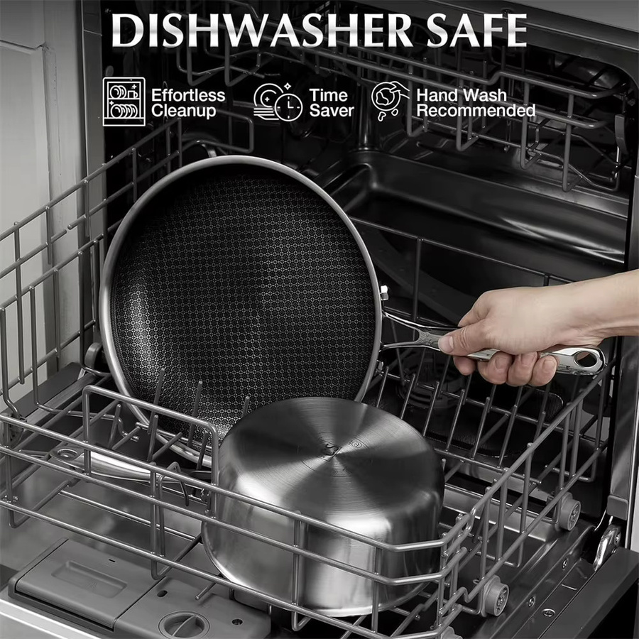 Koch Systeme CS 10-teiliges Kochgeschirr-Set aus Edelstahl in Silber mit antihaftbeschichteter Wabenstruktur, bestehend aus Töpfen, einer Bratpfanne und einer Saucenpfanne - Bild 3