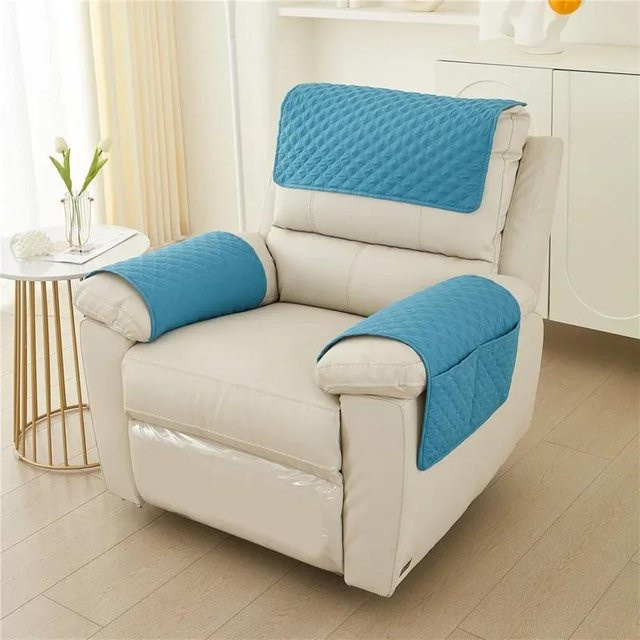 Elastischer Sofabezug für Relaxsessel und Liegesessel in Blau, wasserabweisender und kratzfester Sesselbezug aus Jersey-Polyester für 1 Sitzer - Bild 1