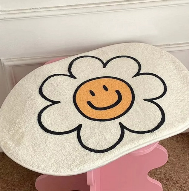 VIKAMA Teppich mit floralem Blumenmuster in Weiß für Schlafzimmer und Eingangsbereich - Bild 1