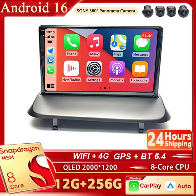 TIEYEZ Android 16 Multimedia Autoradio für Peugeot 5008 und 3008 (2009-2015) mit 2K QLED Display, GPS, 4G und CarPlay in Schwarz - Bild 1
