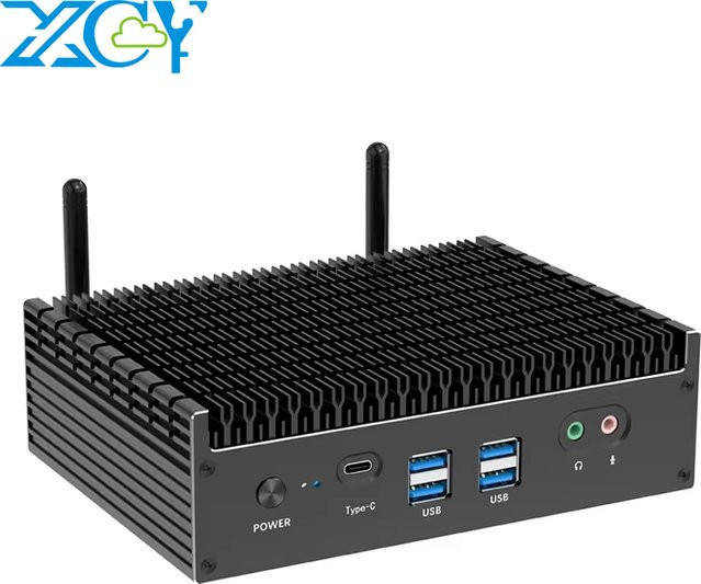 Lüfterloser Mini-PC mit Intel 13. Generation I7 1355U oder I5 1335U, Dual-DDR4, 2x M.2 NVME SSD-Steckplätzen, Windows 11, 4K UHD, WiFi6 und Thunderbolt 4, Schwarz - Bild 1