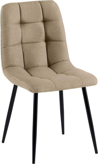 DELUKE Esszimmerstuhl FANOR in Taupe mit Steppmuster aus Stoff und Metall, B/T/H: 45 x 55 x 84 cm - Bild 1