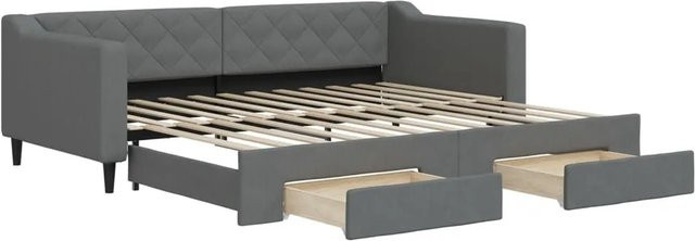 vidaXL Tagesbett ausziehbar mit Schubladen in Dunkelgrau, B/T/H: 90 x 200 x 67 cm - Bild 1