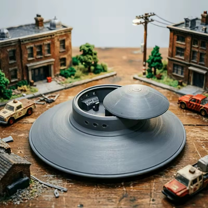 KASTIZA UFO-Flugscheiben-3D-Druck-Sammlermodell, Weltraum, Grau, Kunststoff - Bild 2