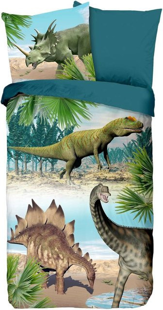 Good Morning Kinderbettwäsche Dino Renforce aus Baumwolle, Multicolor, B/H: 135 x 200 cm und 80 x 80 cm - Bild 1