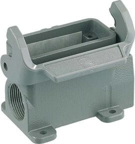 Harting Sockelgehäuse mit 2 Kabelausgängen in Grau aus Aluminium, Artikelnummer 19200100290 - Bild 1