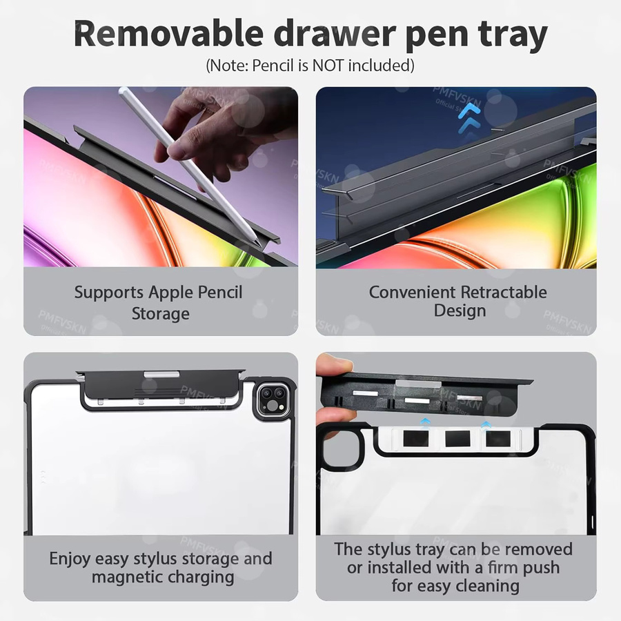 PMFVSKN 360 Grad drehbare magische Tastatur Hülle für iPad Air 11 und 13 sowie iPad Pro 11 und 13 in Weiß - Bild 3