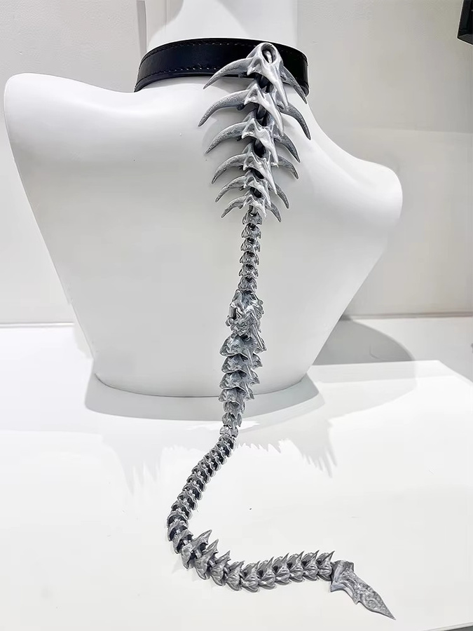 ZHUHE Halskette Drachen-Wirbelsäule, Silber, Unisex - Bild 1