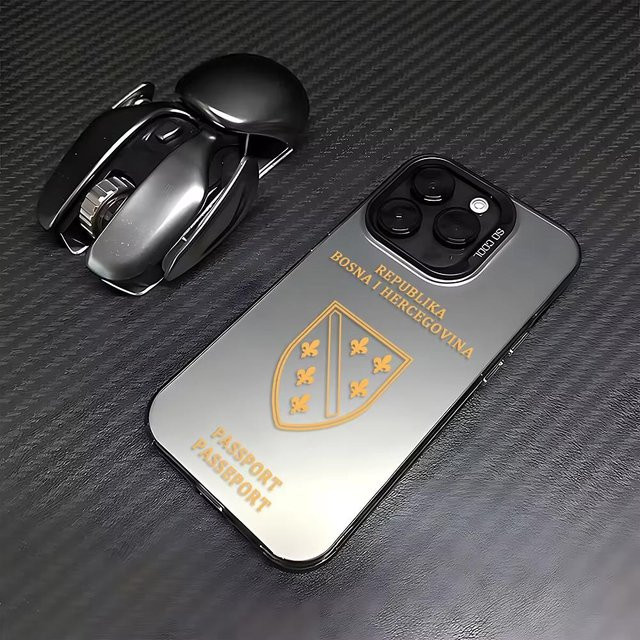 Handyhülle im Bosnien und Herzegowina Reisepass Design für iPhone 16 15 14 13 12 11 Pro Max Plus Mini X XS XR SE in Blau - Bild 1