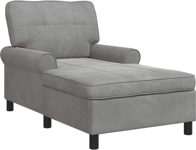 vidaXL Lounge-Liege mit Kissen in Hellgrau aus Samt, B/T/H: 157 x 91 x 91 cm - Bild 1