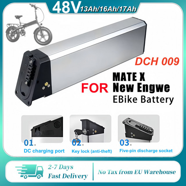 Ersatz-Lithium-Akku 48V DCH-009 für Engwe EP-2 Pro Engine X MATE X Faltrad inklusive Ladegerät - Bild 1