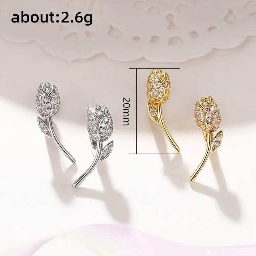 Huitan Creolen, blumenförmig, Gold, Zirkonia, Damen - Bild 2