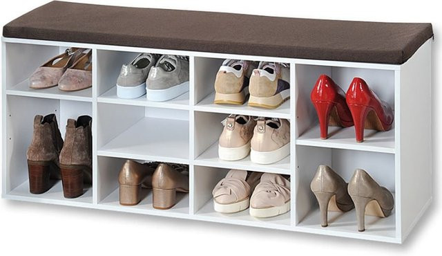Kesper Schuhschrank mit Sitzkissen aus Stoff in Weiß - Bild 1