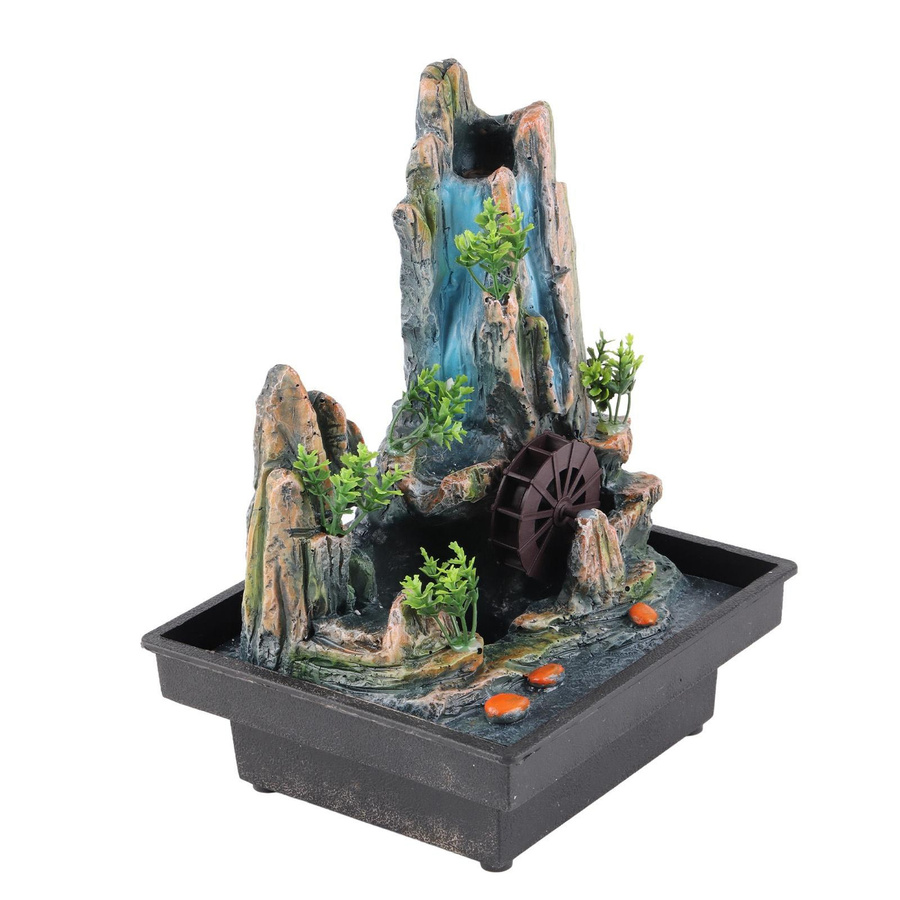 Aimo Desktop Wasserfall Brunnen aus Harz mit Zerstäuber für Indoor Dekoration, Mehrfarbig - Bild 2
