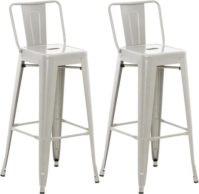 CLP 2er Set Barhocker Mason in Silber aus Metall im Industrial Design - Bild 1