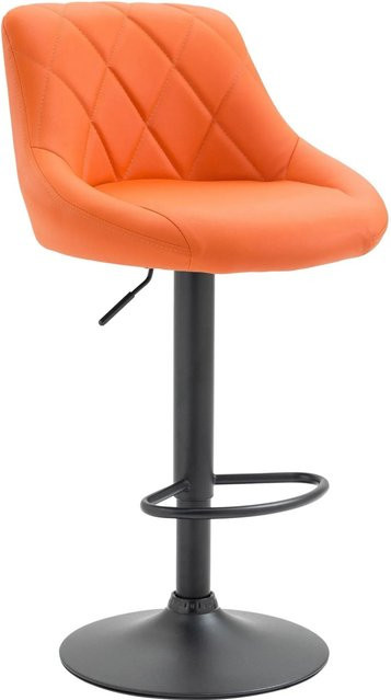 DELUKE Barhocker FALON Barstuhl aus Kunstleder in Orange mit Lehne und 360 Grad Drehbarkeit, B/T/H: 46 x 49 x 83 cm - Bild 1