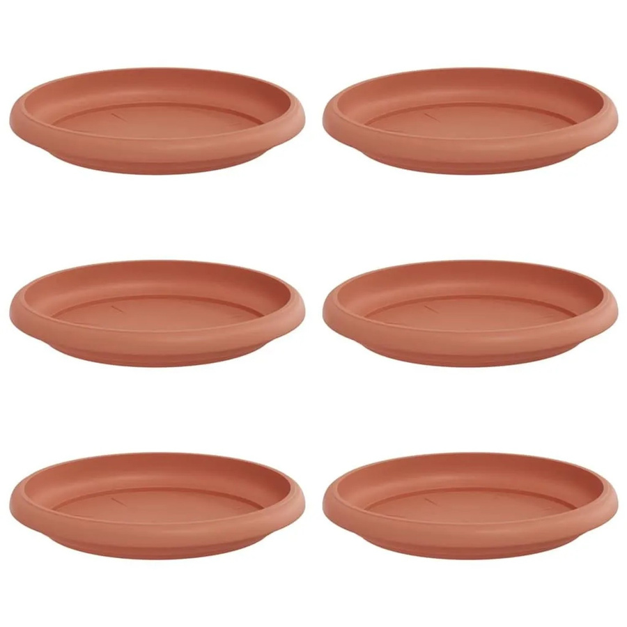 6er Set runde Blumenplatten von vidaXL in Ziegelrot aus Kunststoff, Durchmesser: 14 cm, Höhe: 2 cm - Bild 2